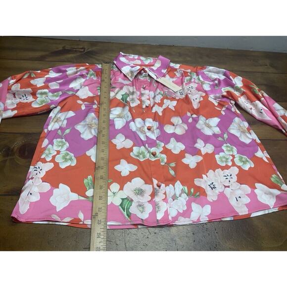Hutch Kodie Top Women's Size Large Mixed Bouquet Floral Button Down Blouse NWT - Picture 8 of 14